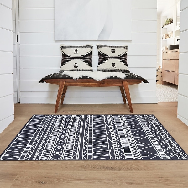My Magic Carpet Machine Washable Rug Chelsea Tribal Aztec Dark Grey. Opens flyout.