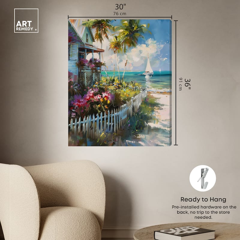 Art Remedy Local Beach House Gallery Wrapped Colorful Coastal 1 Piece Canvas Wall Art