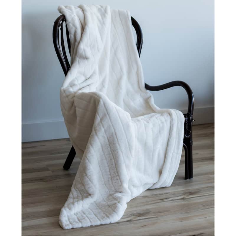 Minky Designs Luxurious Posh Faux Fur Minky Blankets - 60 W X 84 H Inches - Polar Bear