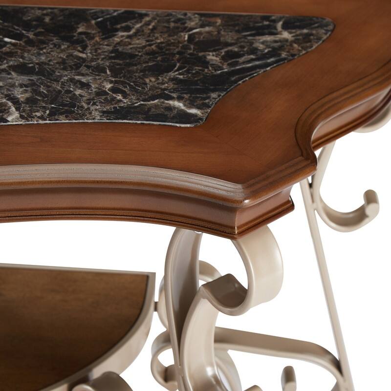 Rustic Brown Marble Paper Top Coffee Table End Sofa Cocktail Table for Living Room