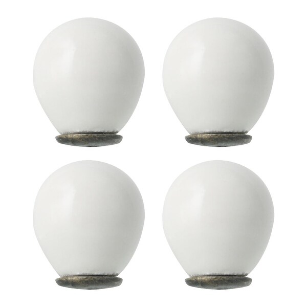4pcs Ceramic Knobs Vintage Knob Drawer Round Puller Handle Furniture Cabinet Cupboard Wardrobe Dresser Decorative, White