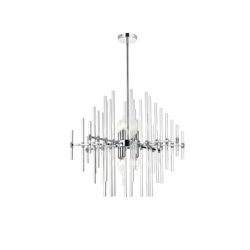 Samuel 27 inch Crystal Rod Pendant - N/A - Chrome