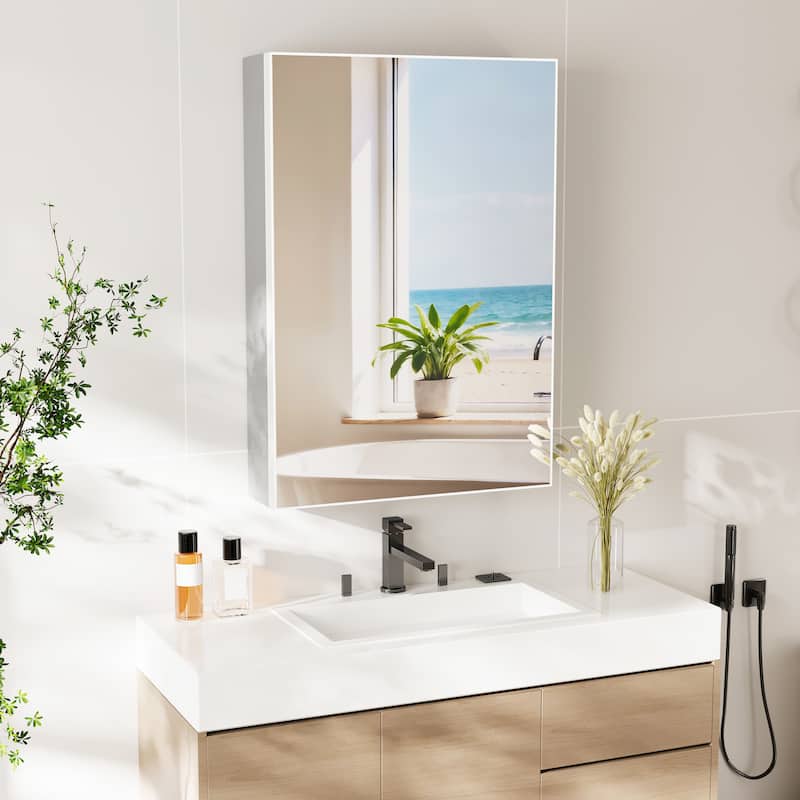 Bathroom Mirror Medicine Cabinet Recessed or Surface Mount with Adjustable Shelves - 20x5x28 inch