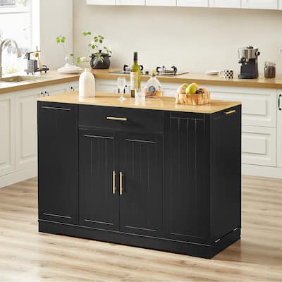 Kitchen Storage Islands with Drawers and Trash Can Storage