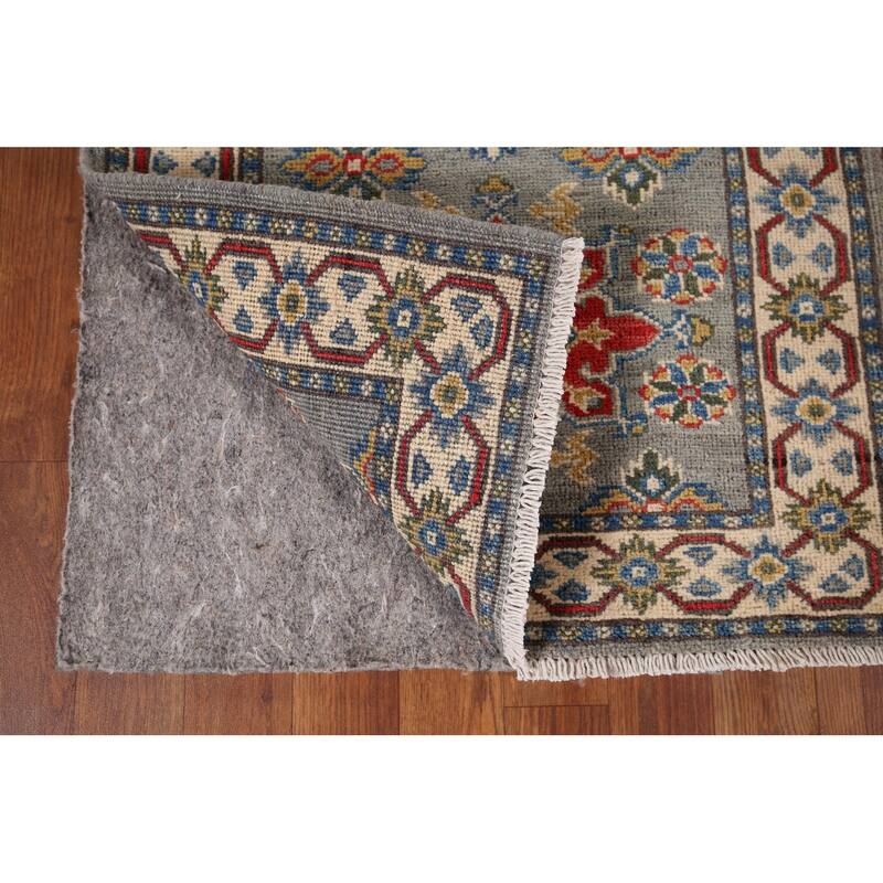 Kazak Oriental Runner Rug Hand-Knotted Grey Wool Carpet - 2'2" x 5'11"