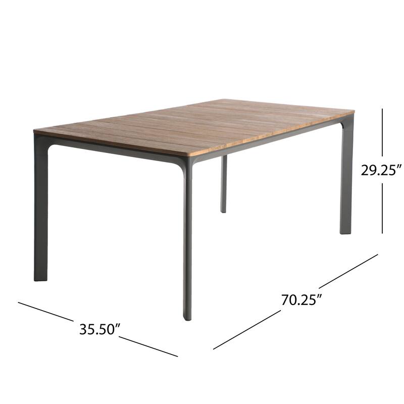 Westcott Outdoor 7 Piece Aluminum and Wicker Dining Set with Wood Top by Christopher Knight Home