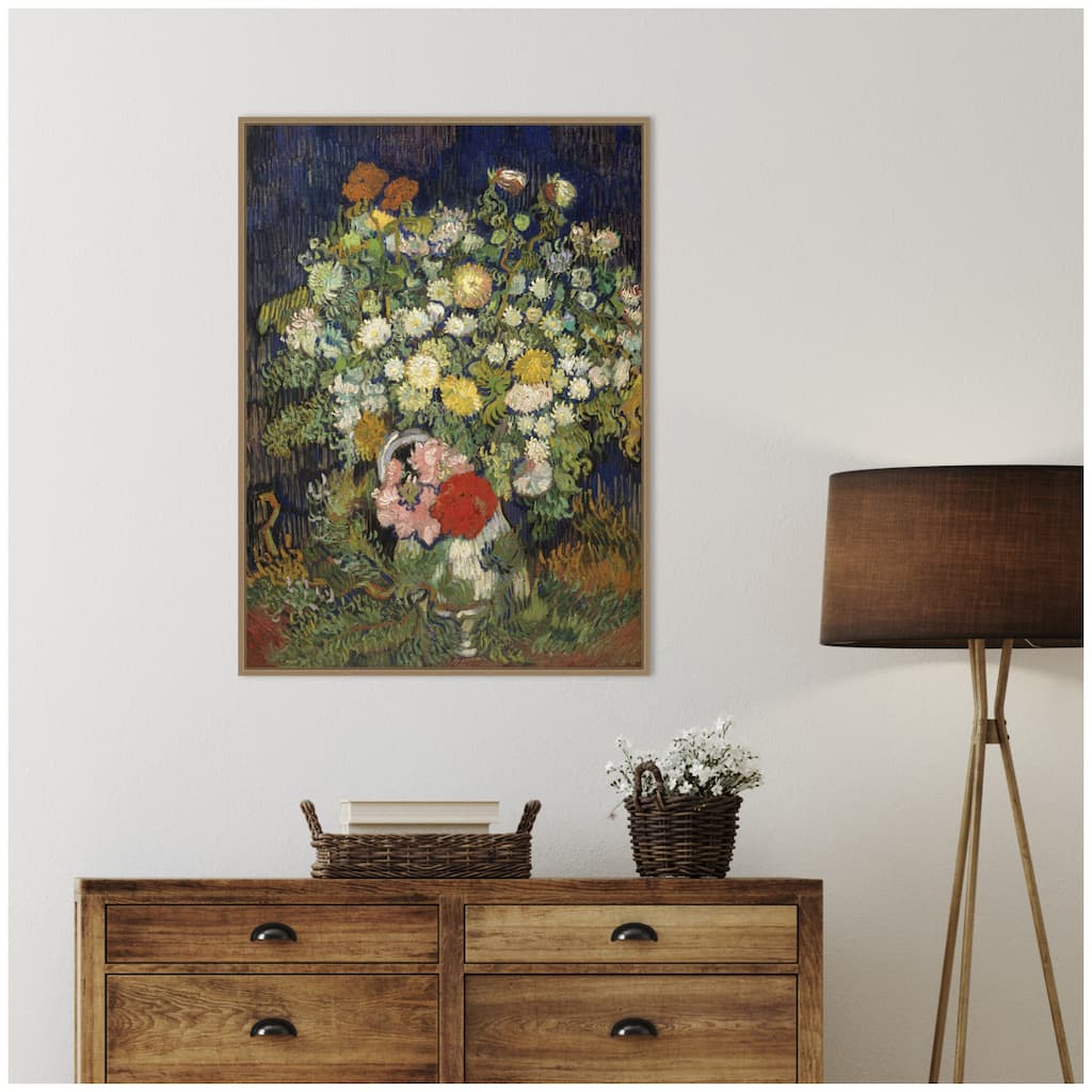 Kate and Laurel Bouquet of Flowers in a Vase 1890 Vincent van Gogh by Nostalgia Prints Framed Canvas Wall Art Print