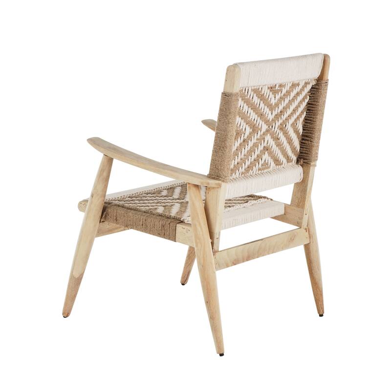 Black or White Jute Rope Handmade Living Room Accent Chair with Brown Mango Wood Frame