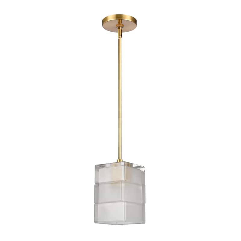 Elk Home Ice Blocks Satin Nickel With Frosted Glass 1 Light Pendant - 6''