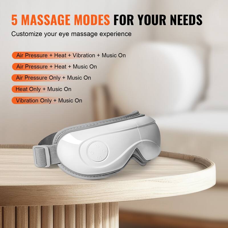 Eye Massager with Heat, Heated Eye Massage Mask with 5 Modes and Bluetooth Music, 180° Foldable Eye Care Massager
