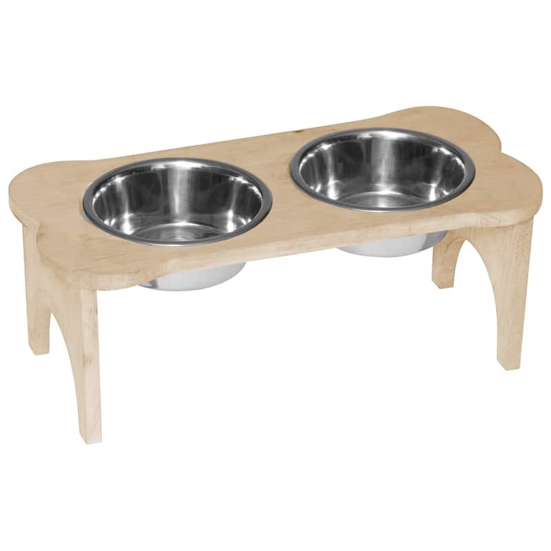 Amish Made Pine Bone-Shaped Dog Dish - Country Tan - Feeder