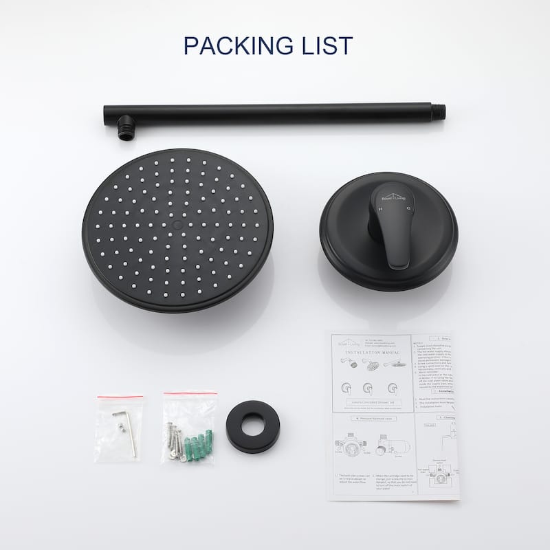 1-Spray Patterns with 9 in. Wall Mount Rain Fixed Shower Head with Valve
