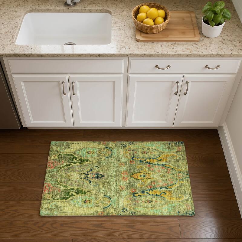 Premium Washable Super Soft Boho Chic Mayfield Rug - Green - 1'8" x 2'6"