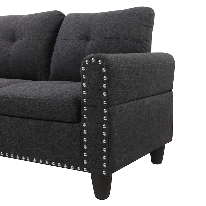4-piece Modular Sectional Sofa with Storage Ottoman and Pillows