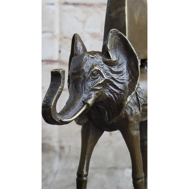 Salvador Dali Space Elephant Bronze Statue Sculpture Figure Surreal Art On Marble Base