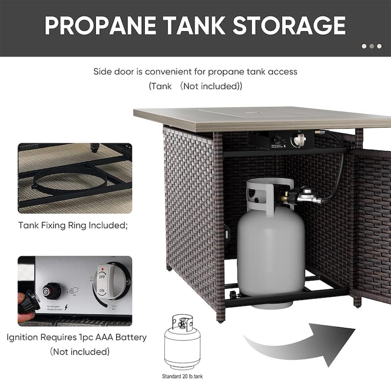 Fire Pit Table with Outdoor Patio Chairs Brown-Beige - Brown