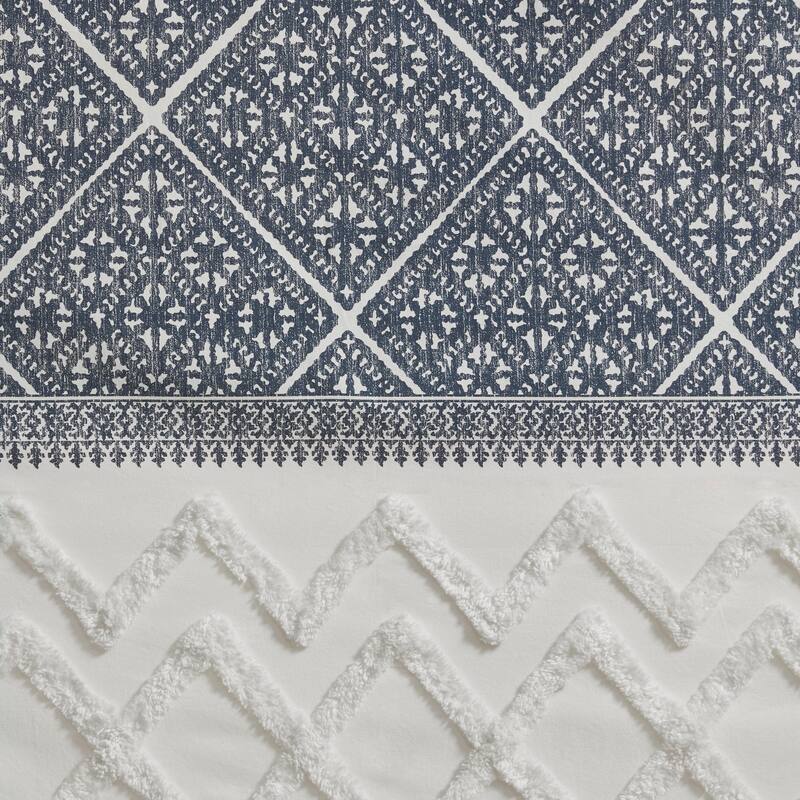 INK+IVY Mila Cotton Printed Window Panel with Chenille detail and Lining 50"W x 84"L