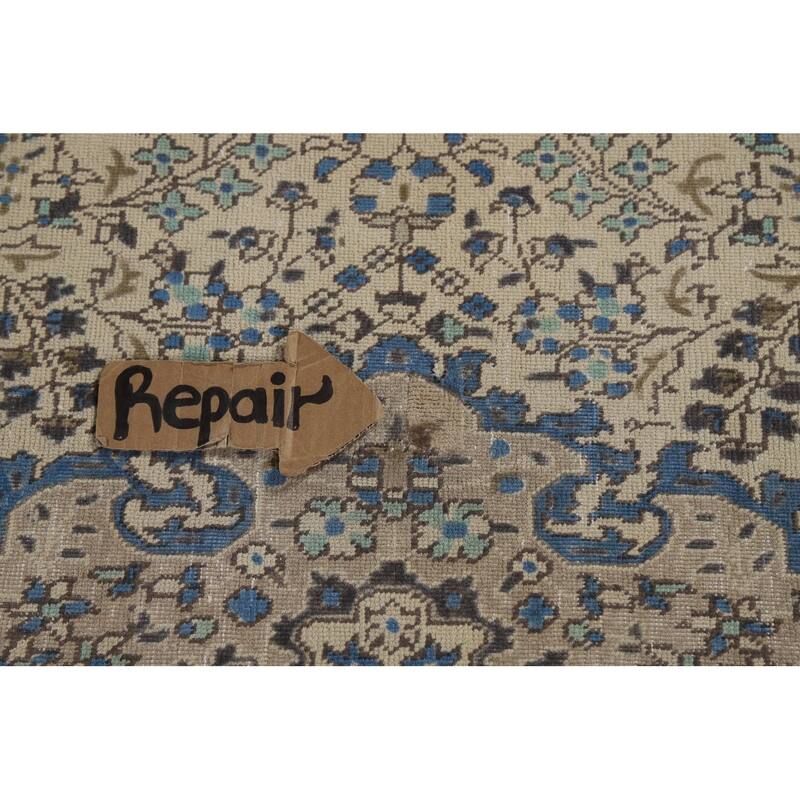 Ivory Tabriz Persian Area Rug Hand-Knotted Wool Carpet - 6'3"x 9'5"