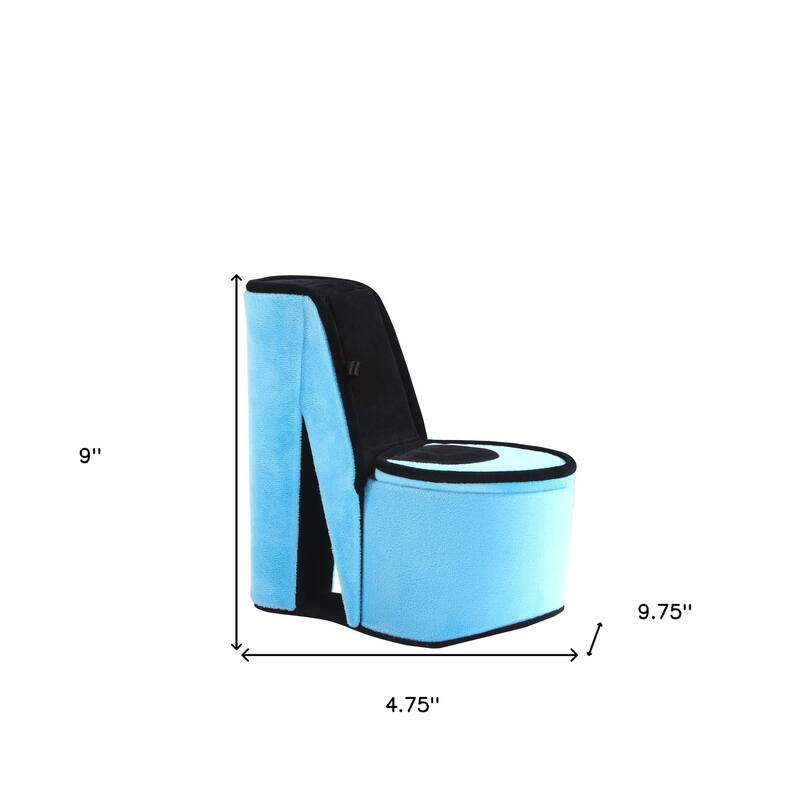 9" Blue And Black Glitter Velvet High Heel Jewelry Box