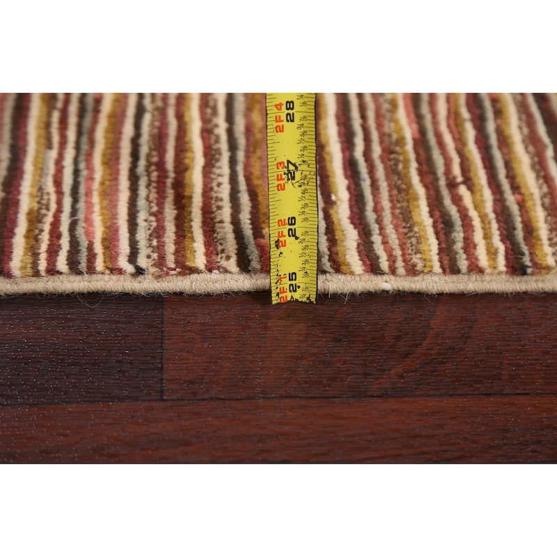 Contemporary Striped Gabbeh Kashkoli Area Rug Wool Hand-knotted Carpet - 2'6" x 4'1"
