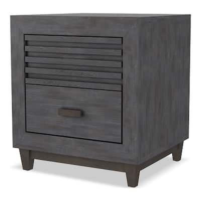 Furniture of America Faye Modern Charcoal Brown Rubberwood 2-Drawer Nightstand