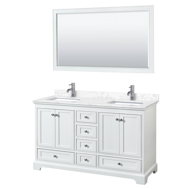 Deborah 60-inch Double Vanity, Cultured Marble Top, 58-inch Mirror