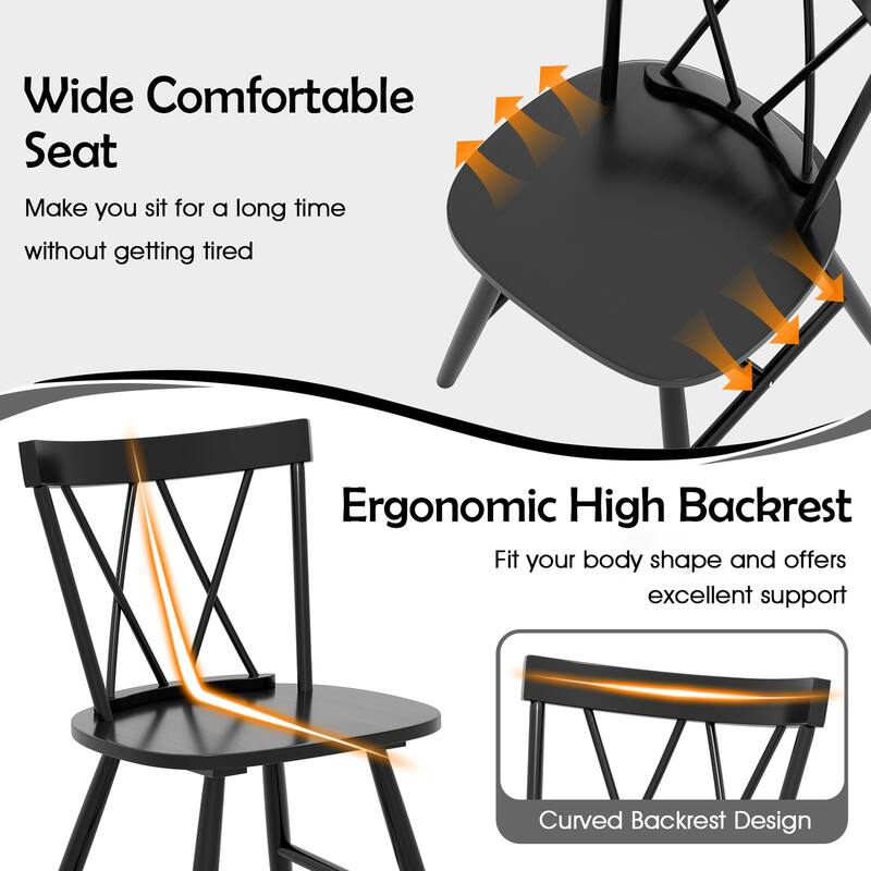 Costway Dining Chairs Set of 2/4 Farmhouse Kitchen Chair with Rubber