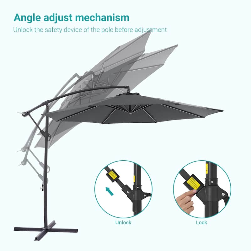 BONOSUKI 10ft Patio Offset Umbrella Outdoor Hanging Umbrella
