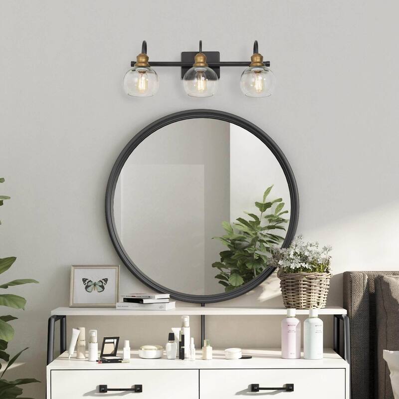 Modern 3-Light Bathroom Vanity Light Globe Glass Wall Sconces Lamps