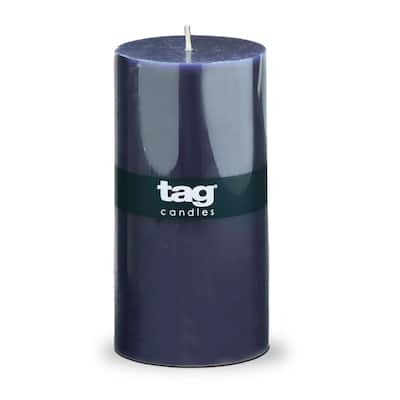 Color Studio 3X6 Pillar Navy Smokeless Paraffin Wax Burn Time 85 Hours - Navy Blue