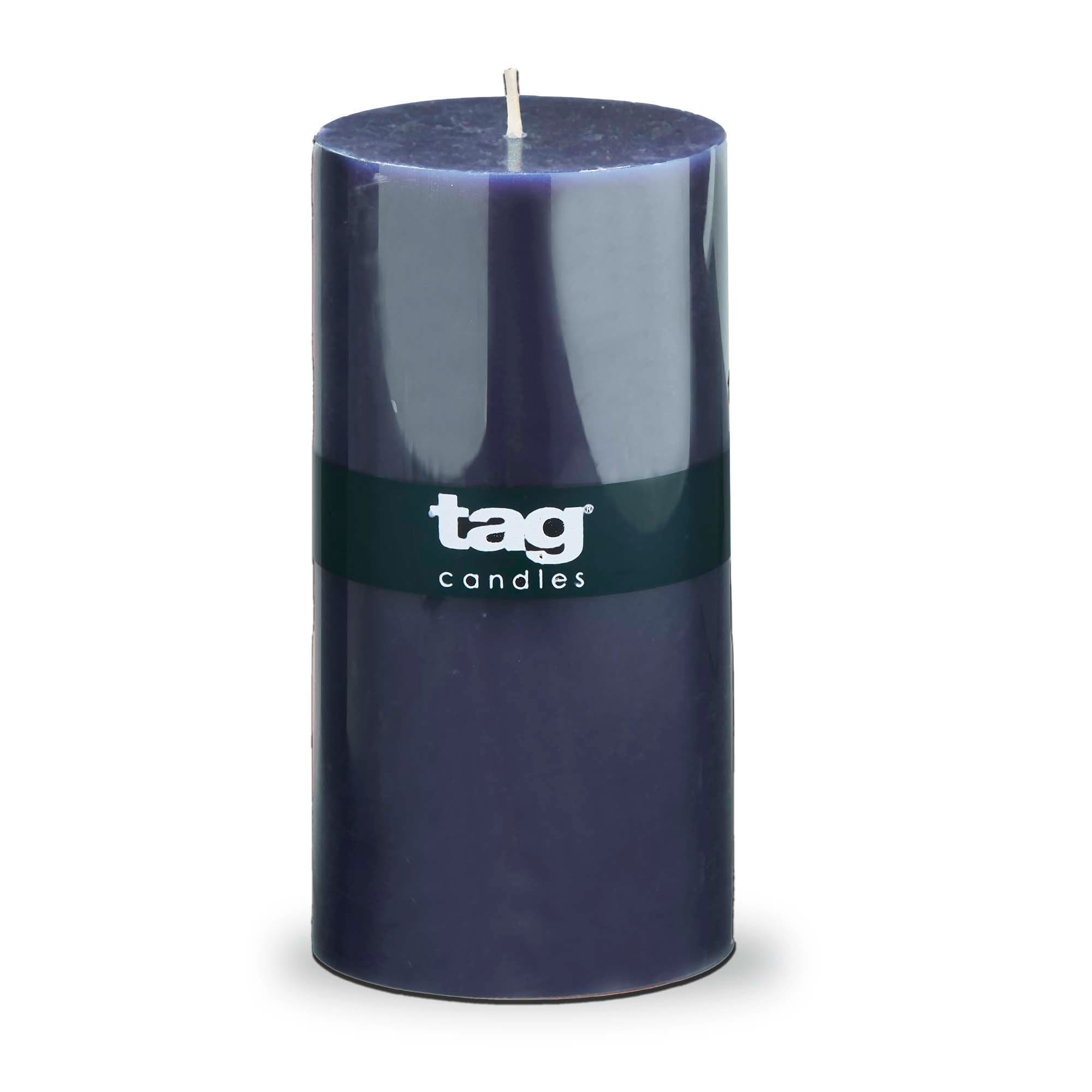 Color Studio 3X6 Pillar Navy Smokeless Paraffin Wax Burn Time 85 Hours - Navy Blue