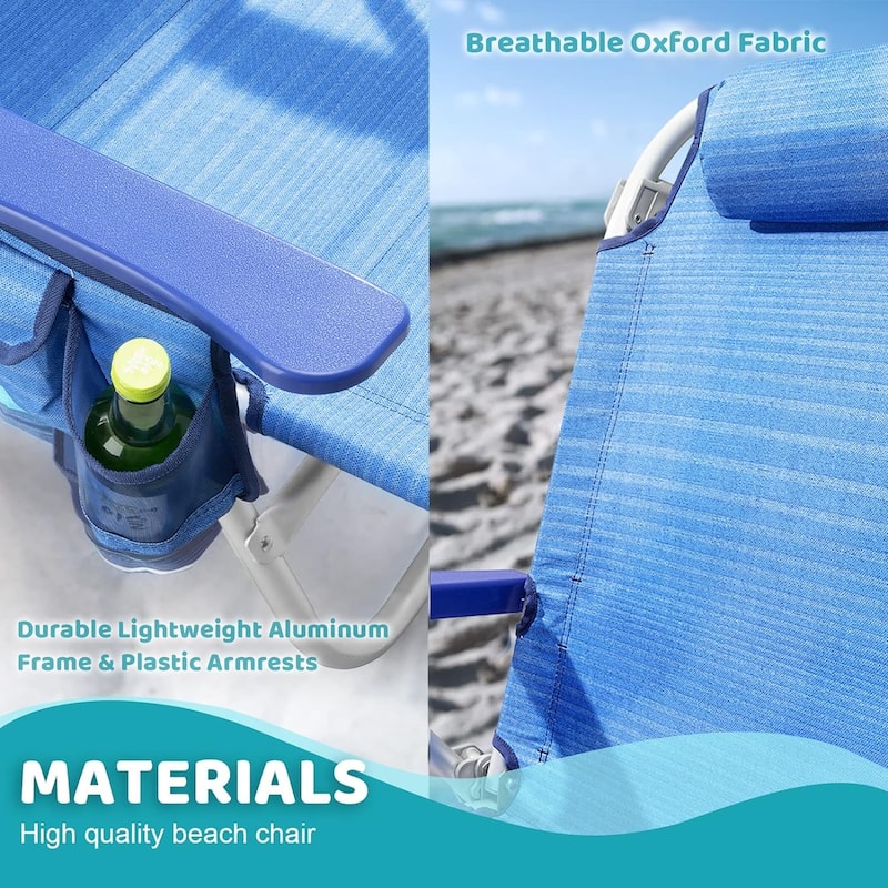 BOSSIN Backpack Beach Chairs for Adults,Adjustable high Beach Lounge Chairs with Towel Rack for Outdoor,Travel