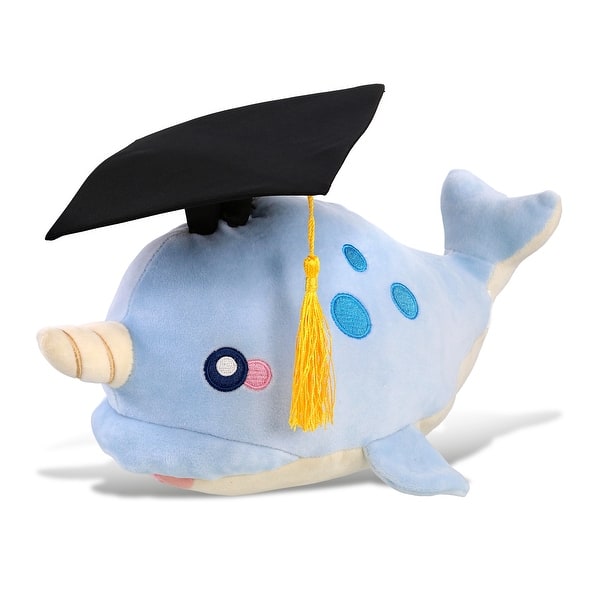 slide 2 of 6, DolliBu Blue Narwhal Graduation Plush with Graduation Cap with Tassel - 11.75 inches