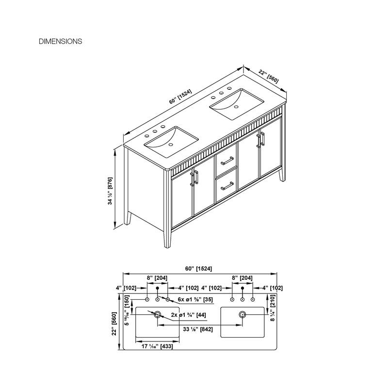 Juliette Warm Walnut Bathroom Vanity with White Quartz Top