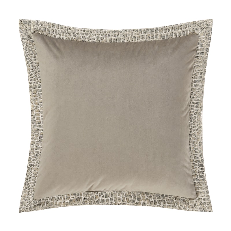 J. Queen New York Habitat 20" Square Decorative Throw Pillow - Accent - Polyester - Pewter