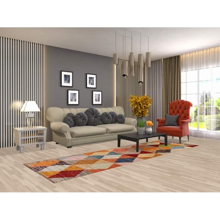 All-Over Trellis Moroccan Oriental Runner Rug Hand-Knotted Wool Carpet - 2'11" x 9'11"