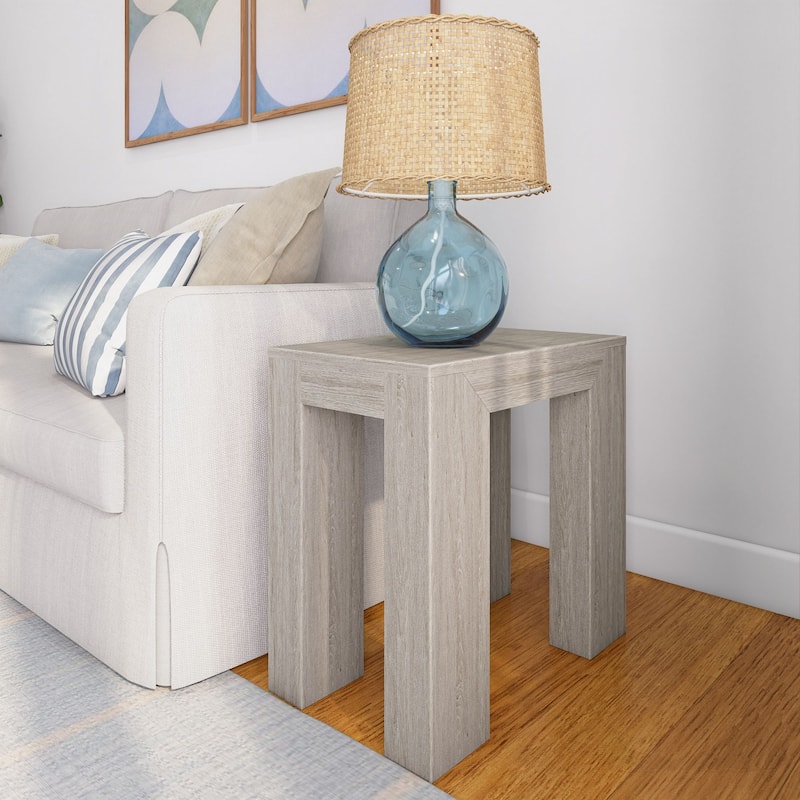 Plank and Beam Modern Rectangular Side Table - 25" - Seashell Wirebrush