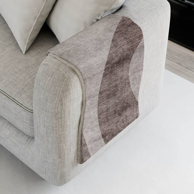 Premium Machine Washable Casual Contemporary Sherpa Throw Blanket - Mocha - 4'2" x 5'10"