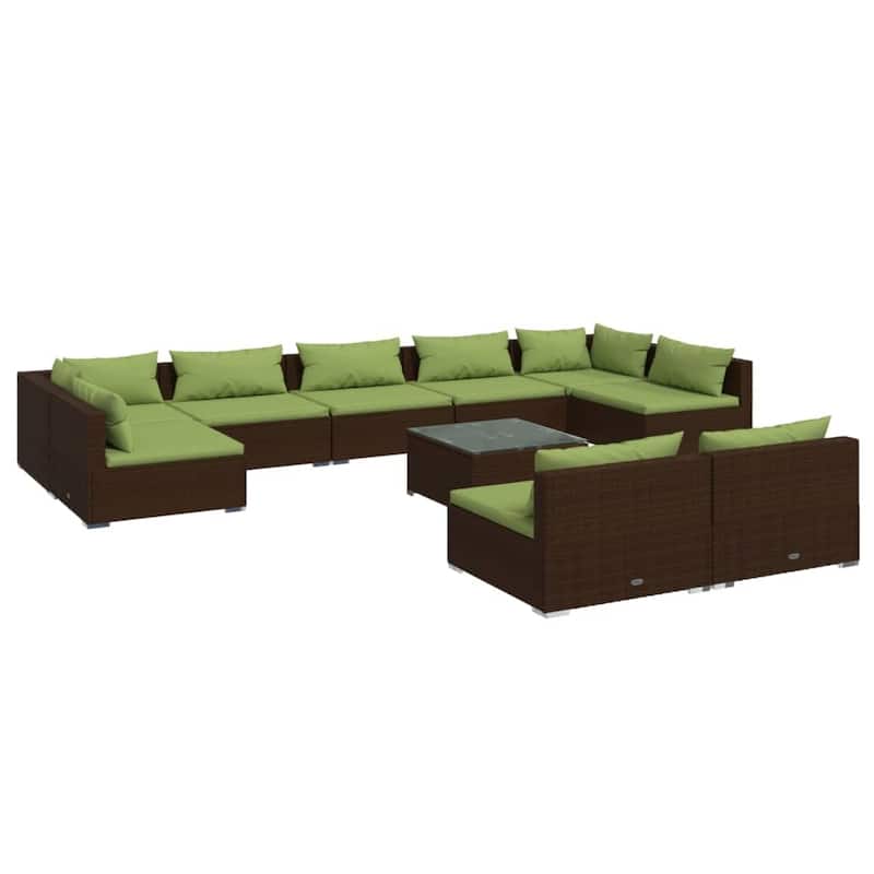 vidaXL Patio Lounge Set Outdoor Sectional Sofa Set Table Garden Poly Rattan - 27.6" x 27.6" x 23.8"