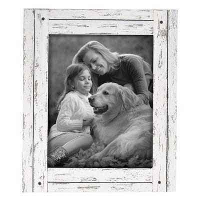 Foreside Home & Garden Distressed White Wood Picture Frame
