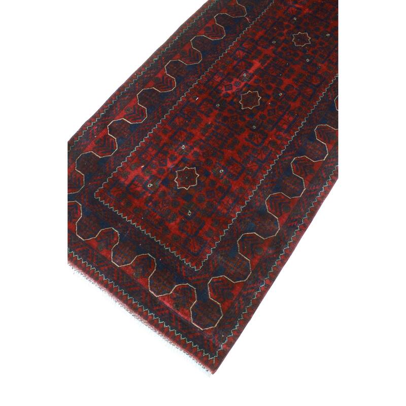 Khamyab Musayyab Red/Navy Runner - 2'9" x 12'7"