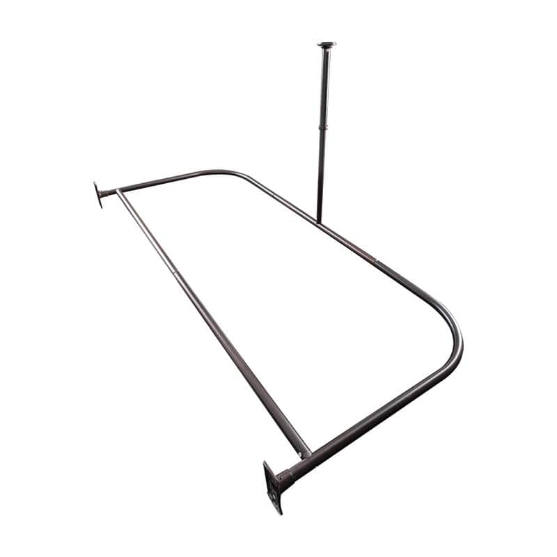Utopia Alley Rustproof Aluminum D-shape Shower Curtain Rods 60 Inch Large Size by 25 Inch, with White Shower curtain 180x70 inch