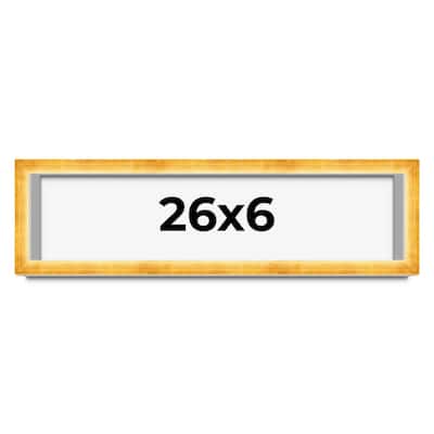 26x6 Shadow Box Frame Gold | 1.625 Inches Deep Real Wood Traditional