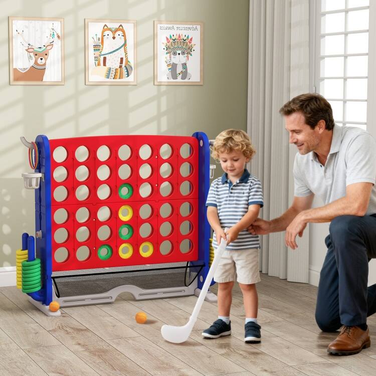 PE PP PVC 4-in-1 Jumbo Game Set with Adjustable Height and Cup Holders - 40.5" x 15.5" x 32.5"-38.5"