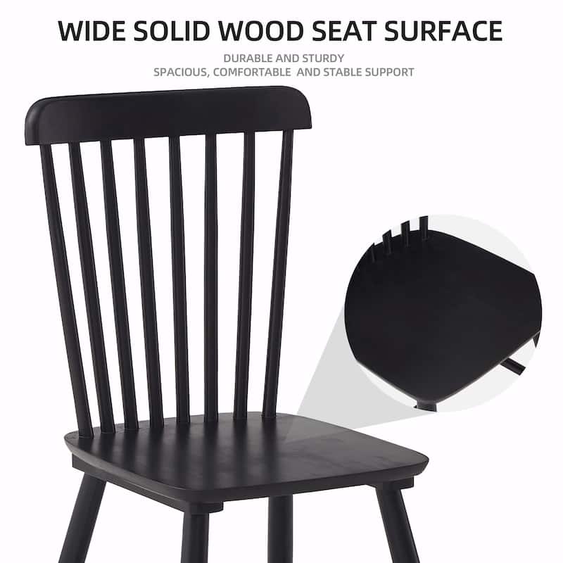 Set of 4 Rubber Wood Dining Chairs, Solid Wood
