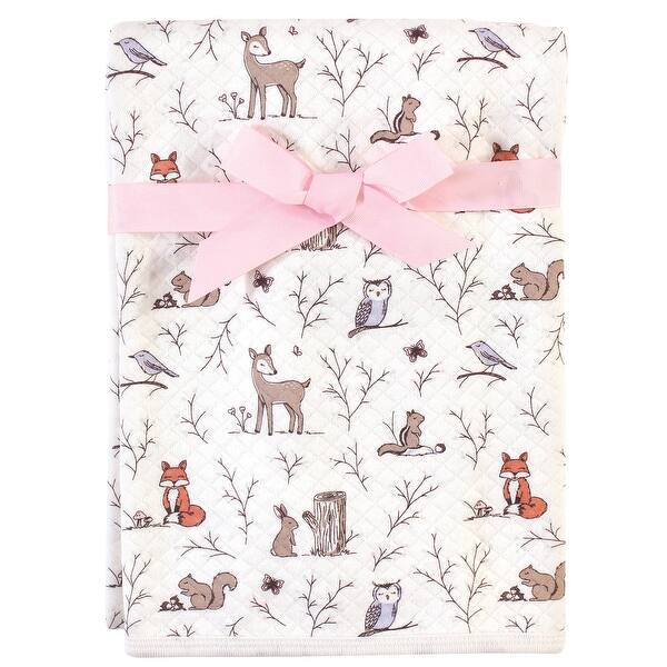 slide 1 of 1, Hudson Baby Infant Girl Quilted Multi-Purpose Swaddle, Receiving, Stroller Blanket, Enchanted Forest 1-Pack, One Size One Size - Enchanted Forest 1-Pack