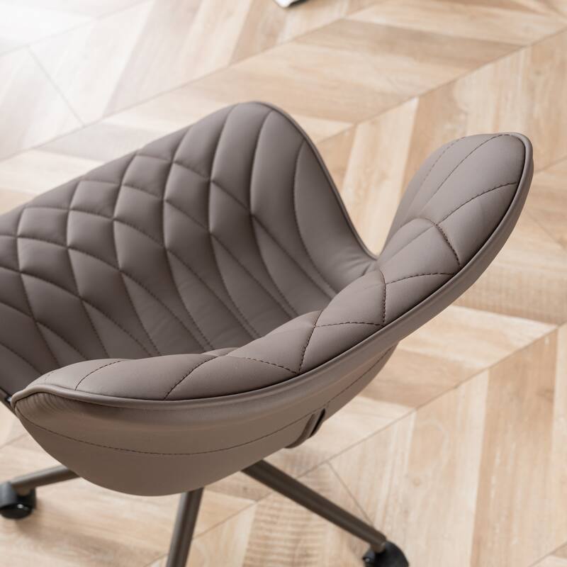 Faux Leather Office Chair with Wheels, Upholstered Task Chair