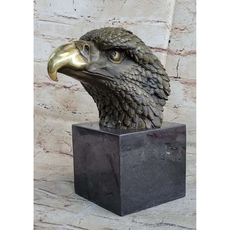 Bust American Bald Eagle Bronze Marble Sculpture Statue Figurine Art Deco Figure