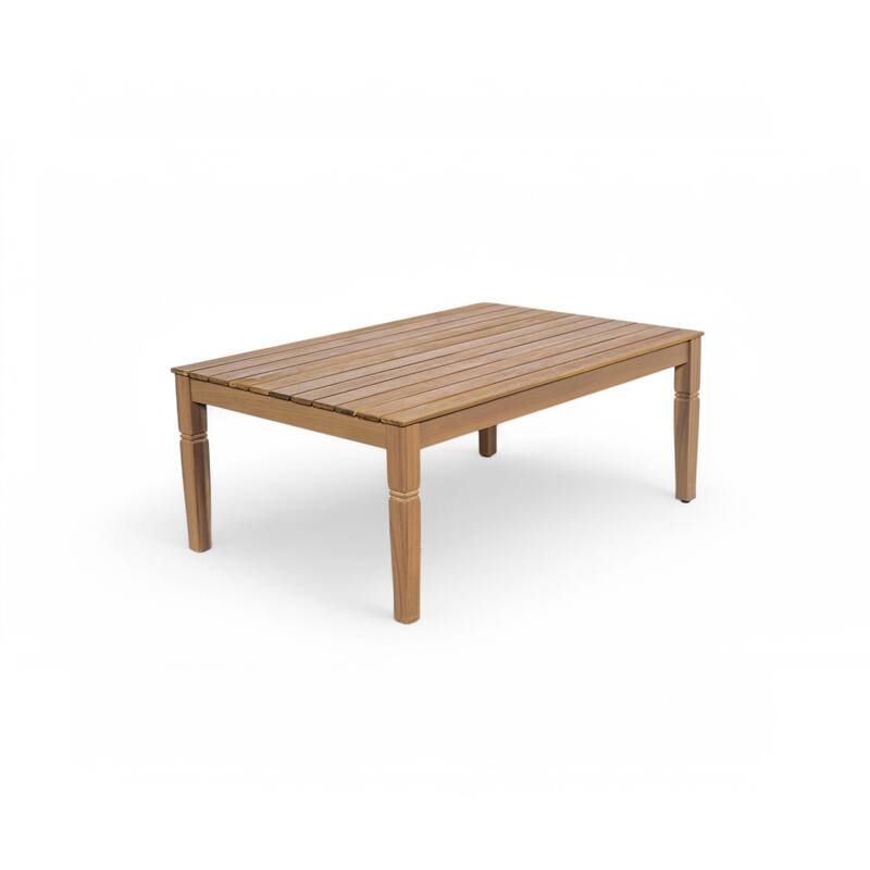 Roomfitters 4-Piece Acacia Wood Patio Furniture Set, Seating Conversation Set with 4-Inch Thick Cushions and Coffee Table