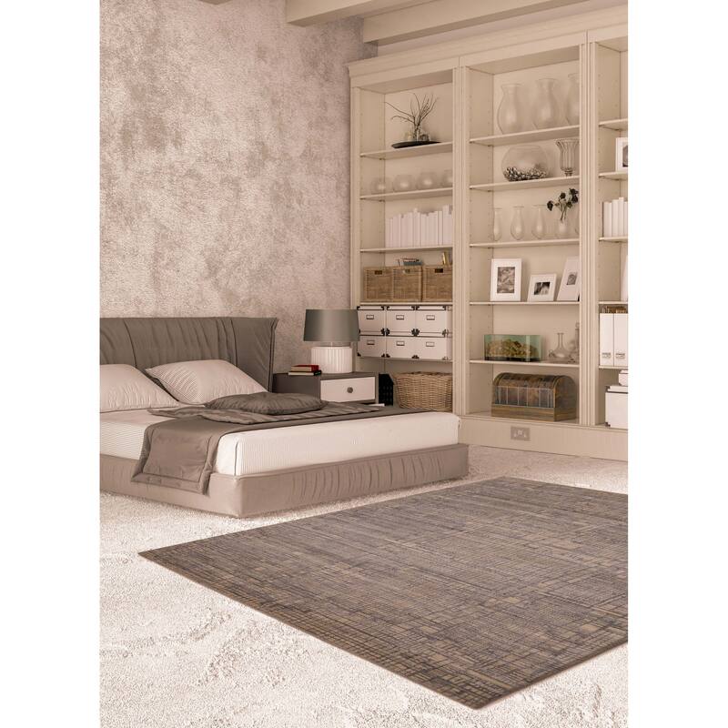 ECARPETGALLERY Hand Loomed Elysian Dark Grey Wool Rug - 8'2 x 9'9